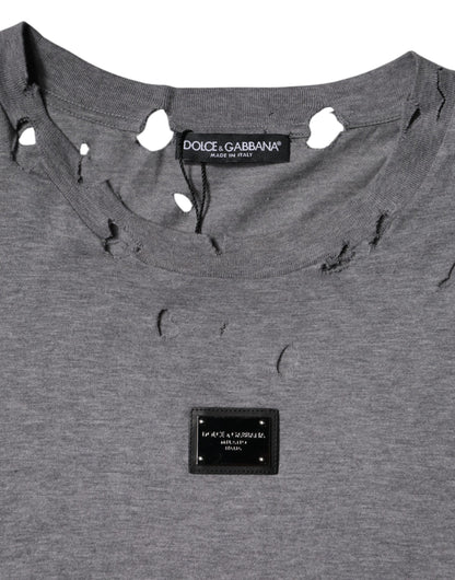 Dolce &amp; Gabbana Gray Logo Crew Neck Short Sleeves T-shirt