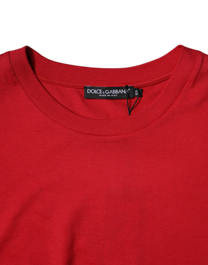 Camiseta corta de cuello redondo con estampado de logotipo rojo de Dolce &amp; Gabbana