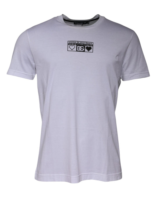 Dolce &amp; Gabbana Camiseta blanca con cuello redondo y estampado de logo