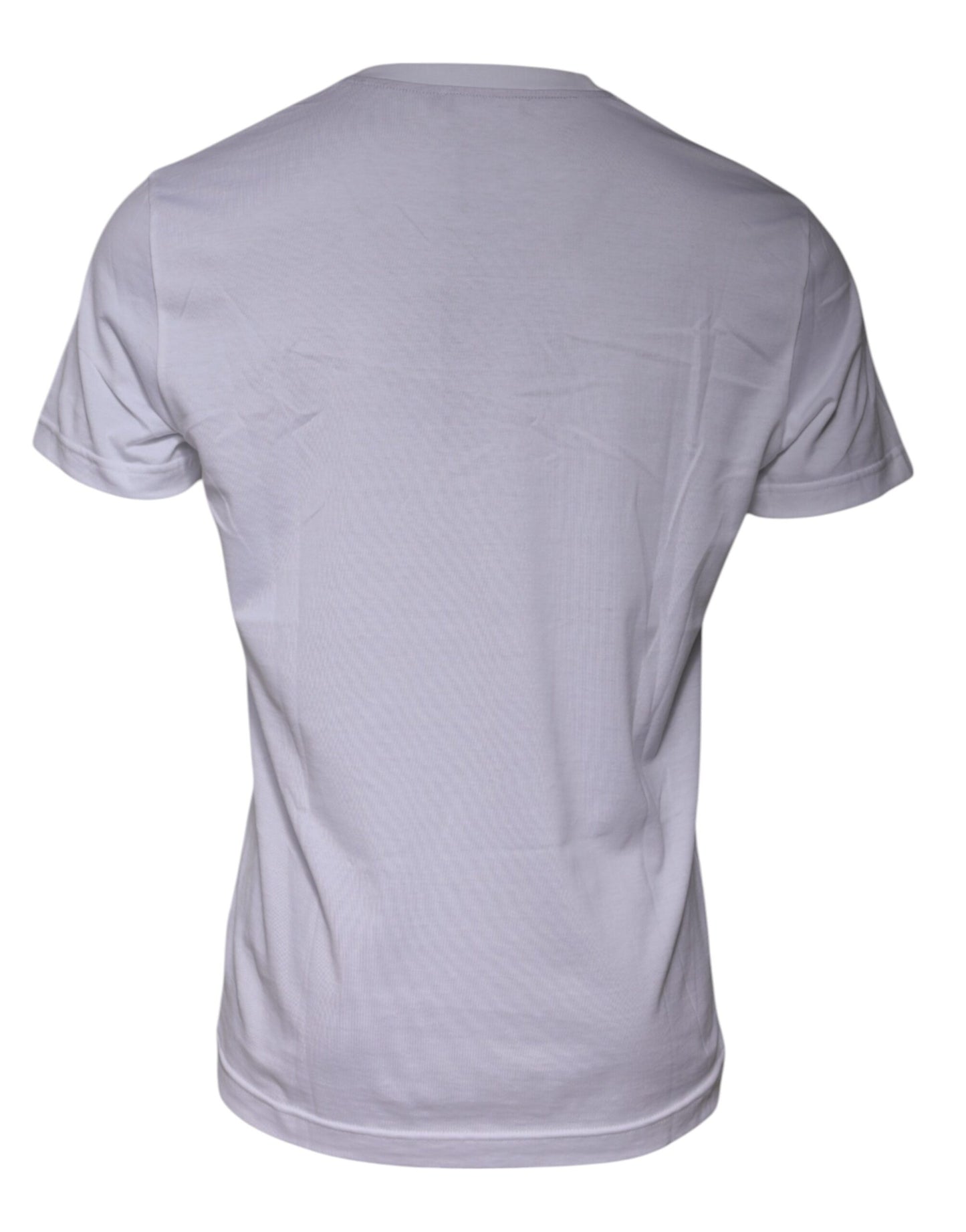 Dolce &amp; Gabbana White Logo Print Cotton Crew Neck T-shirt