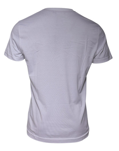 Dolce &amp; Gabbana White Logo Print Cotton Crew Neck T-shirt