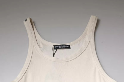 Dolce & Gabbana Off White Cotton Sleeveless Round Neck Tank T-shirt – IT46 | S par Dolce & Gabbana | Disponible sur Sandy Store ByNet