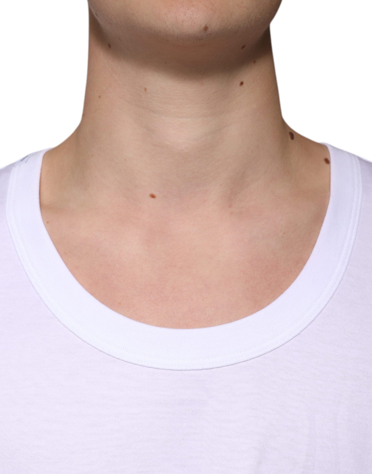 Dolce &amp; Gabbana White Cotton Sleeveless Round Neck Tank T-shirt