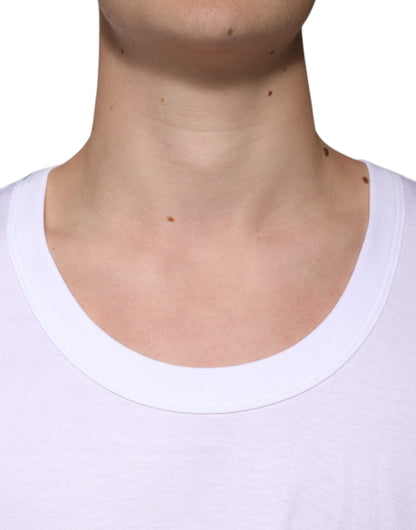 Dolce &amp; Gabbana White Cotton Sleeveless Round Neck Tank T-shirt