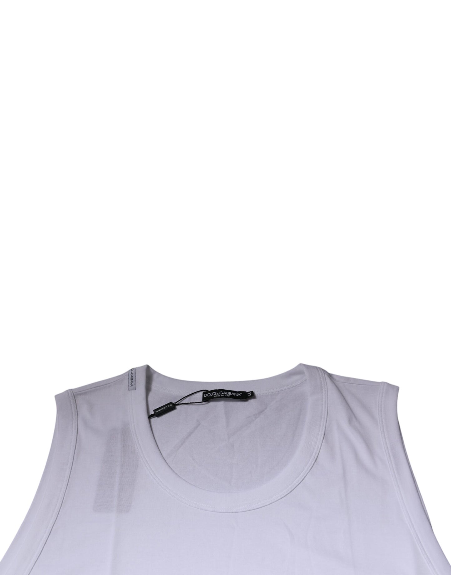 Dolce &amp; Gabbana White Cotton Sleeveless Round Neck Tank T-shirt