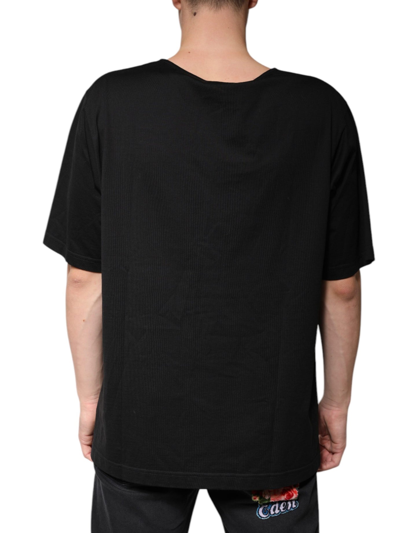 Dolce &amp; Gabbana Black Cotton V-neck Short Sleeves T-shirt