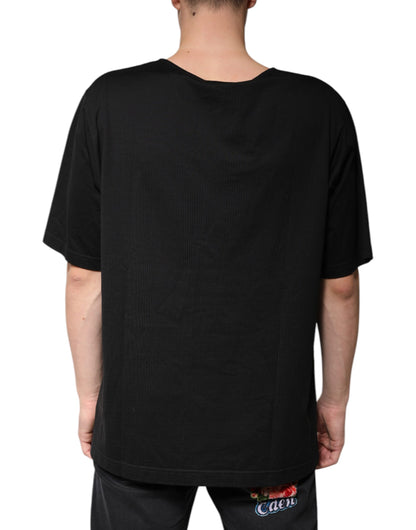 Dolce &amp; Gabbana Black Cotton V-neck Short Sleeves T-shirt