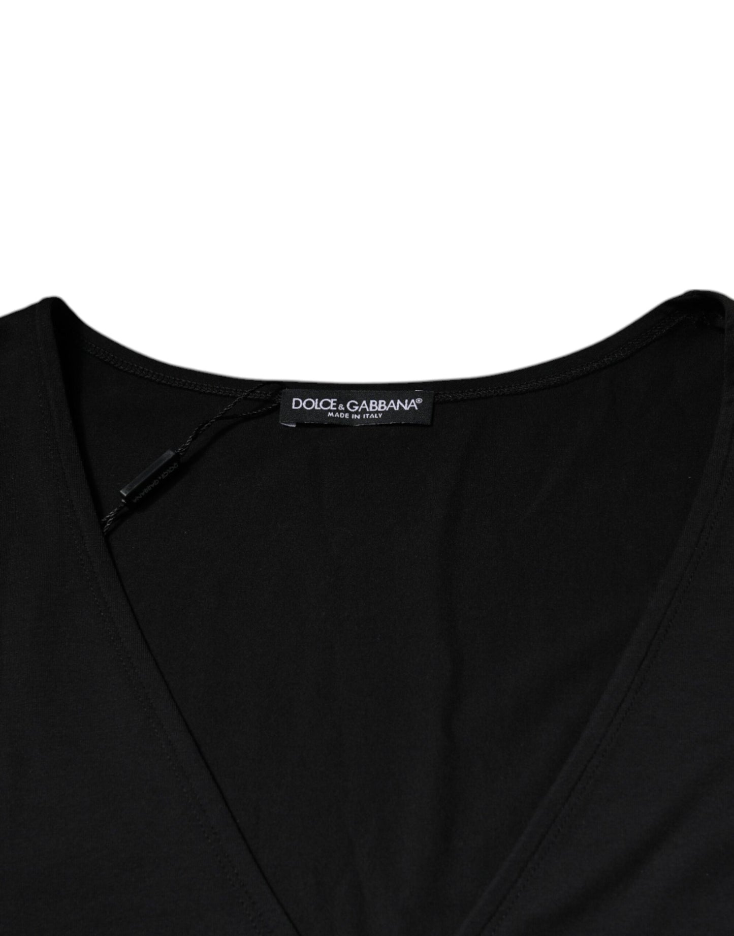 Dolce &amp; Gabbana Black Cotton V-neck Short Sleeves T-shirt