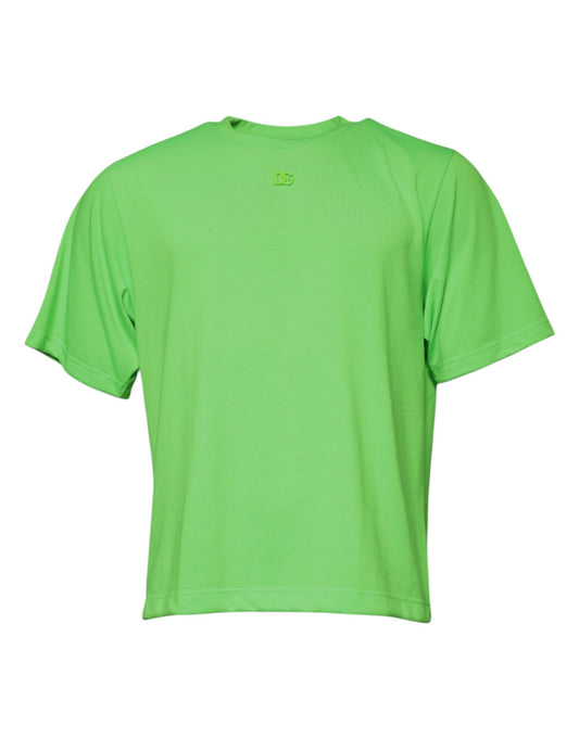 Camiseta de poliéster con cuello redondo y logotipo verde de Dolce &amp; Gabbana