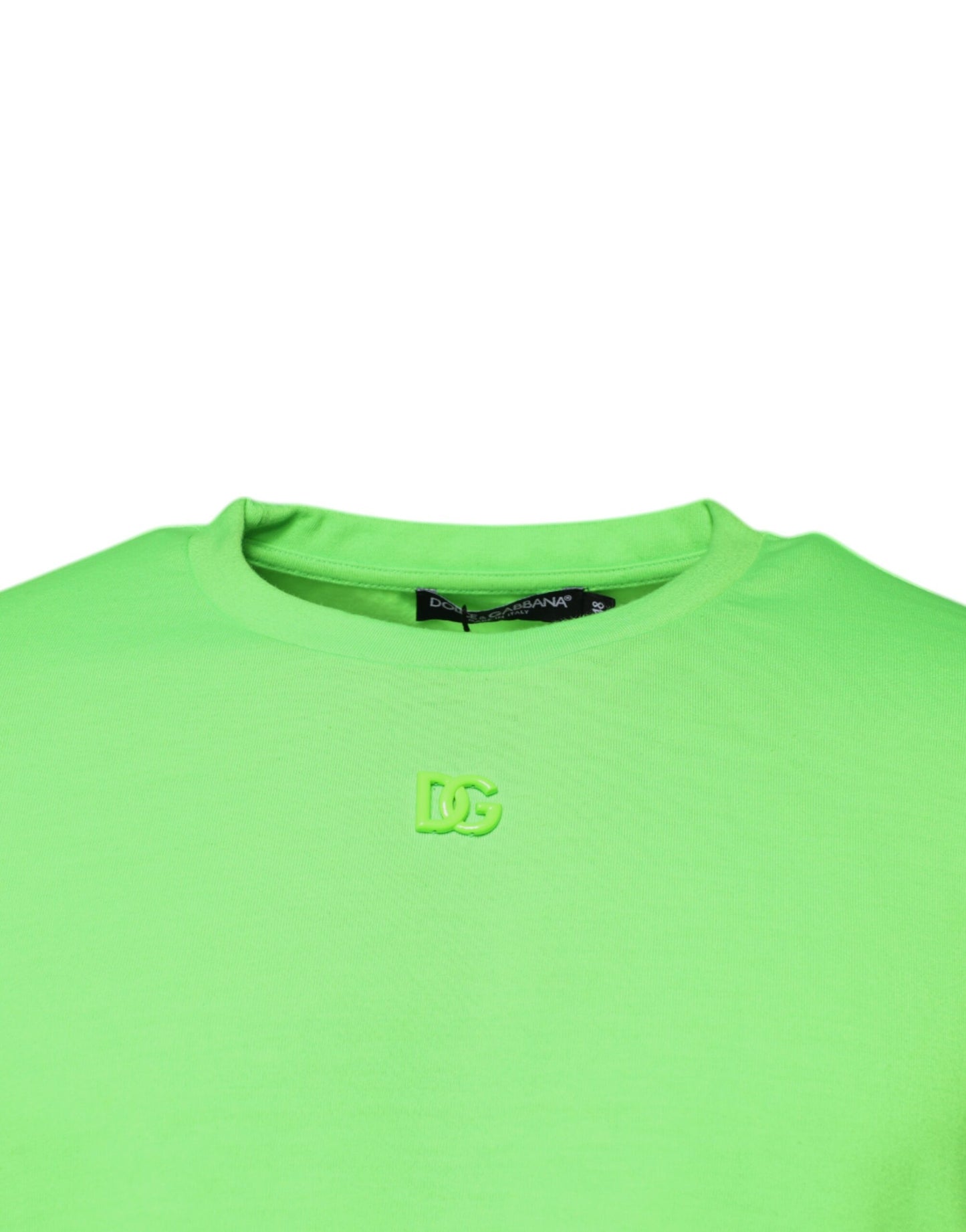 Dolce &amp; Gabbana Green Logo Polyester Crew Neck T-shirt