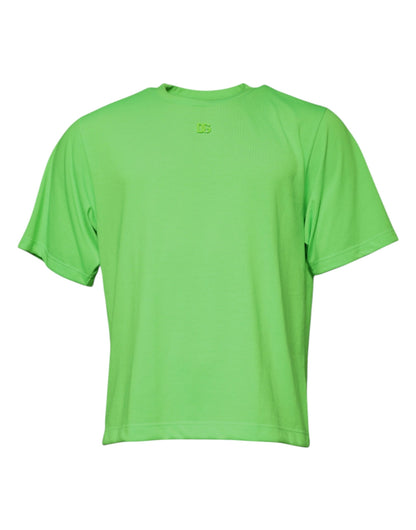 Dolce &amp; Gabbana Green Logo Polyester Crew Neck T-shirt