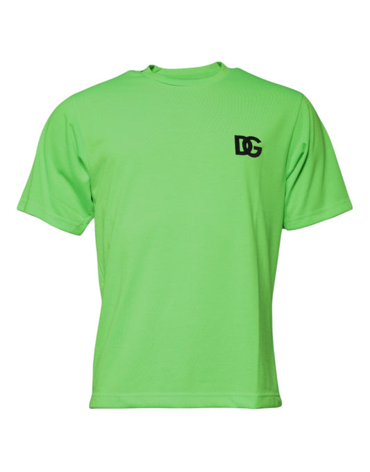 Dolce & Gabbana Green Logo Polyester Crew Neck T-shirt – IT44 | XS par Dolce & Gabbana | Disponible sur Sandy Store ByNet