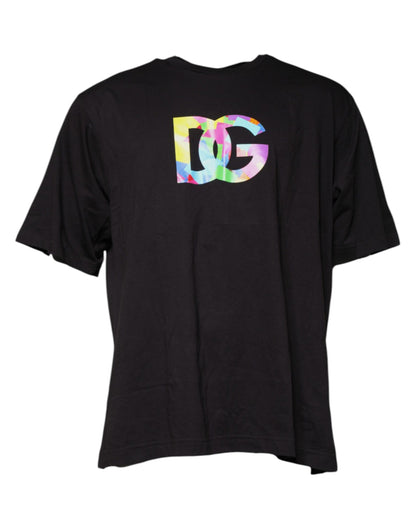 Dolce & Gabbana Black Logo Print Cotton Crew Neck T-shirt – IT56 | XXL par Dolce & Gabbana | Disponible sur Sandy Store ByNet
