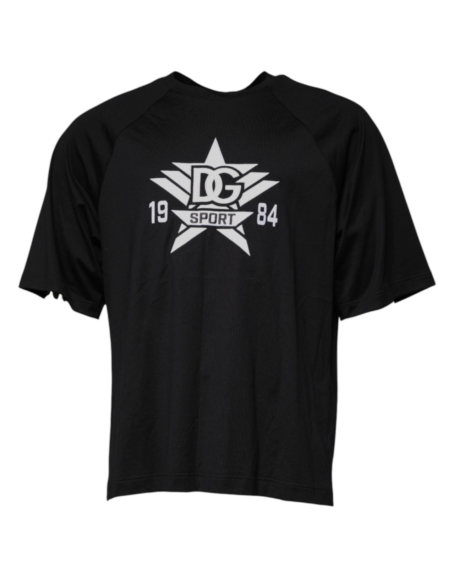 Dolce &amp; Gabbana Black Logo Print Cotton Crew Neck T-shirt