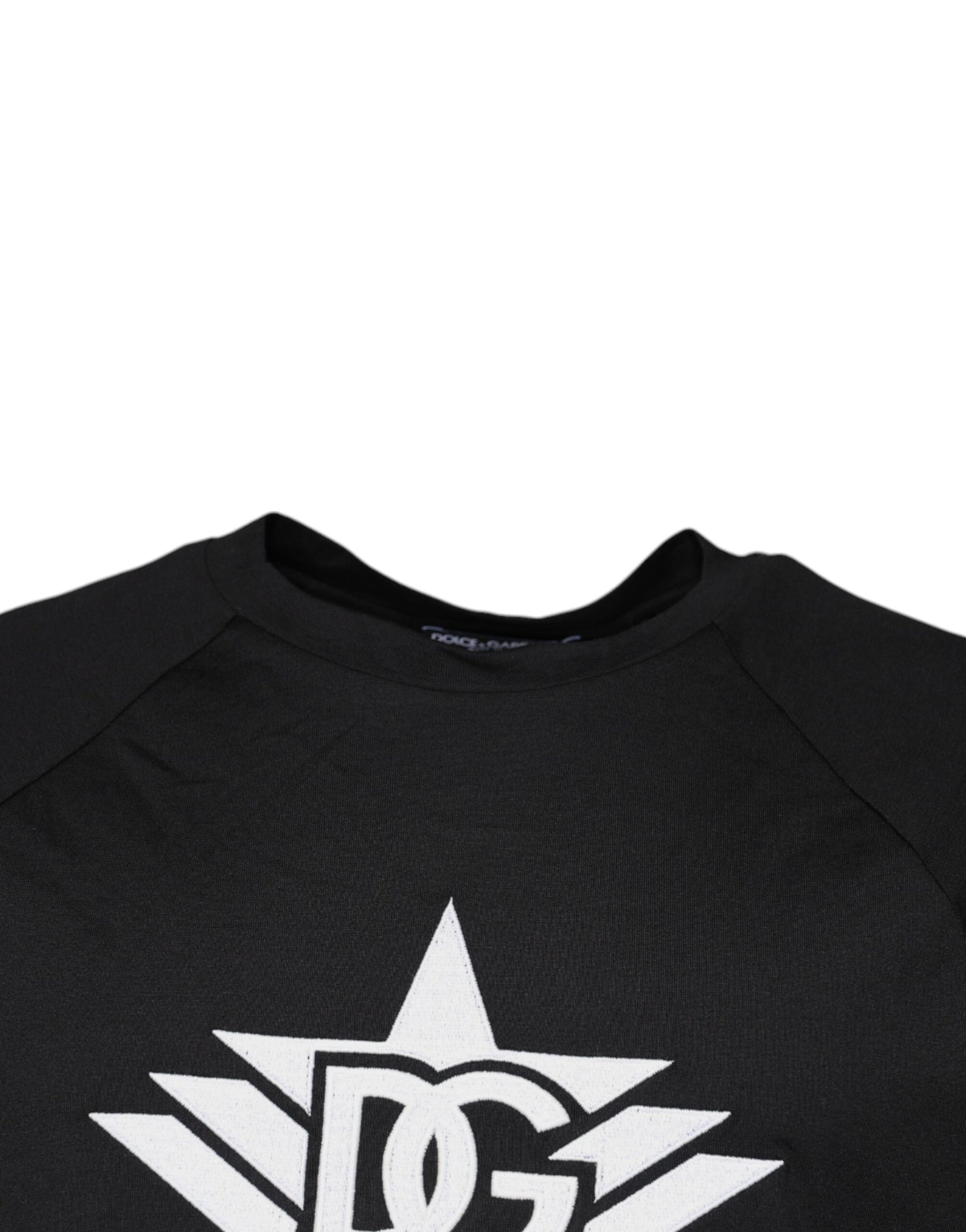 Dolce &amp; Gabbana Black Logo Print Cotton Crew Neck T-shirt