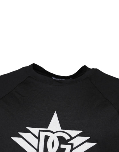 Dolce &amp; Gabbana Black Logo Print Cotton Crew Neck T-shirt