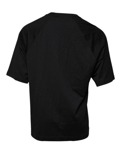 Dolce &amp; Gabbana Black Logo Print Cotton Crew Neck T-shirt