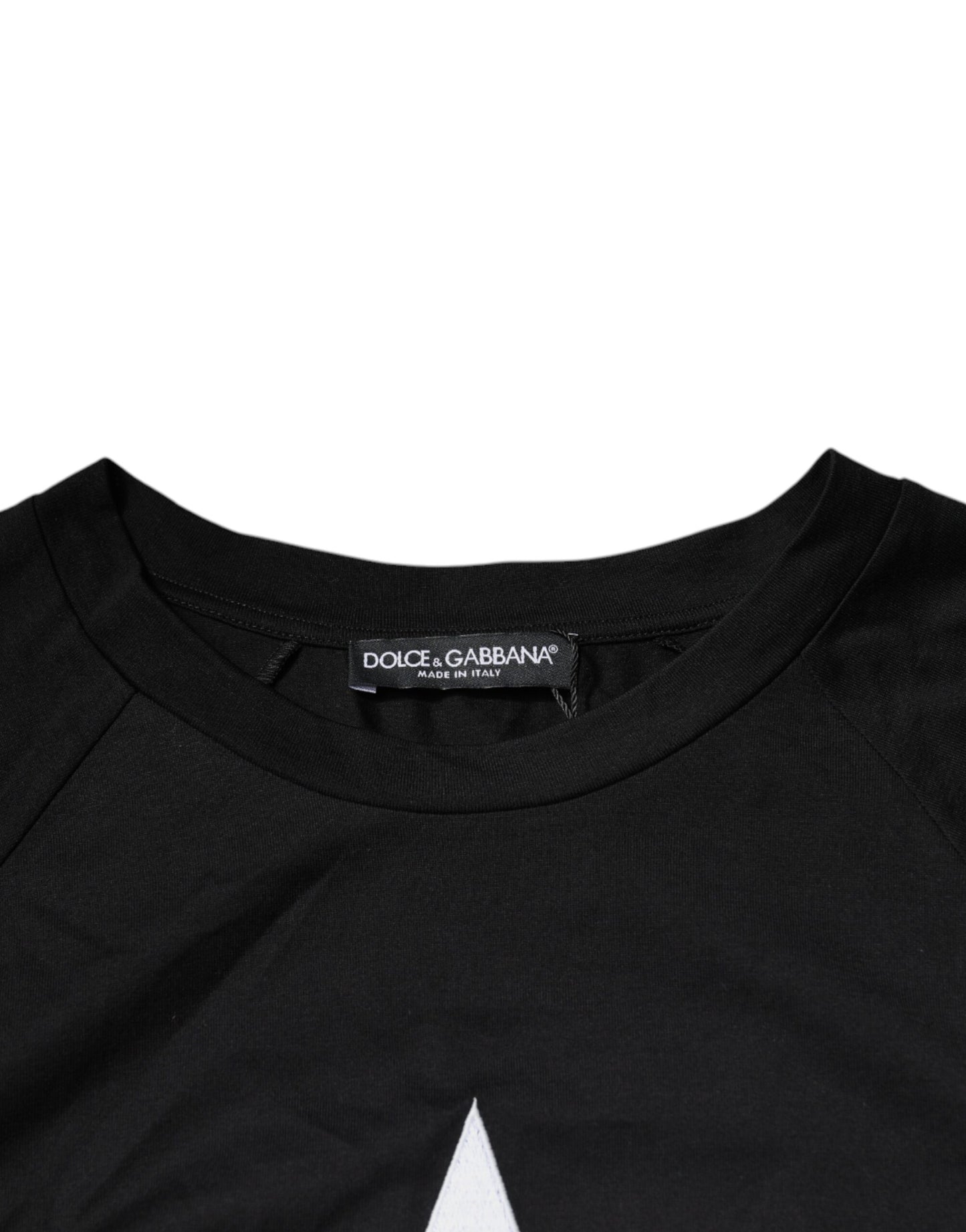 Dolce &amp; Gabbana Black Logo Print Cotton Crew Neck T-shirt