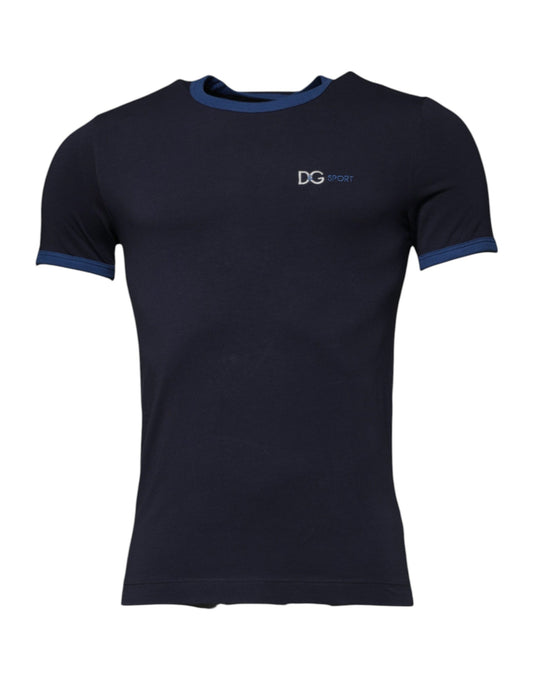 Camiseta interior de cuello redondo de algodón elástico azul de Dolce &amp; Gabbana