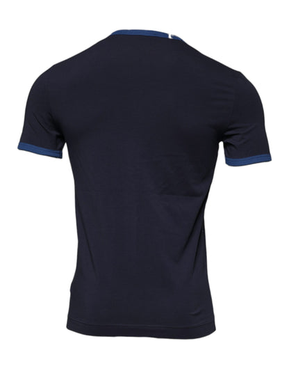 Dolce &amp; Gabbana Blue Cotton Stretch Crewneck Underwear T-shirt