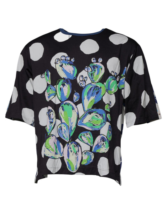 Camiseta de algodón con cuello redondo y estampado blanco y negro de Dolce &amp; Gabbana