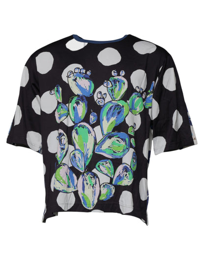 Dolce & Gabbana Black White Printed Cotton Crew Neck T-shirt – IT50 | L par Dolce & Gabbana | Disponible sur Sandy Store ByNet
