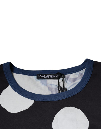 Dolce &amp; Gabbana Black White Printed Cotton Crew Neck T-shirt