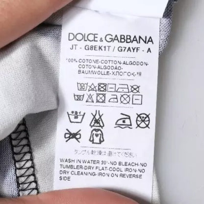 Dolce &amp; Gabbana Black White Printed Cotton Crew Neck T-shirt