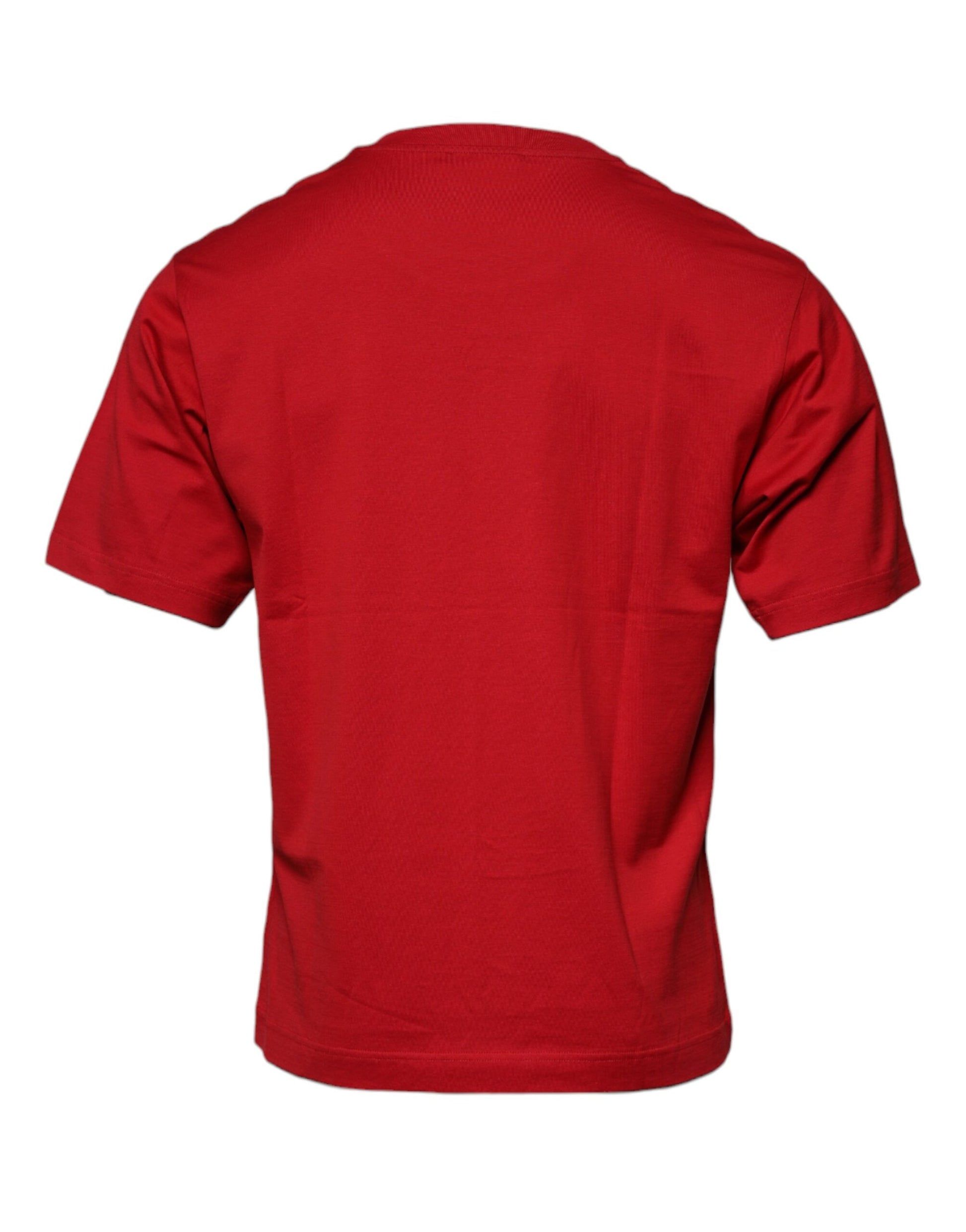 Dolce & Gabbana Red Logo Print Cotton Crew Neck T-shirt – IT42 | XS par Dolce & Gabbana | Disponible sur Sandy Store ByNet