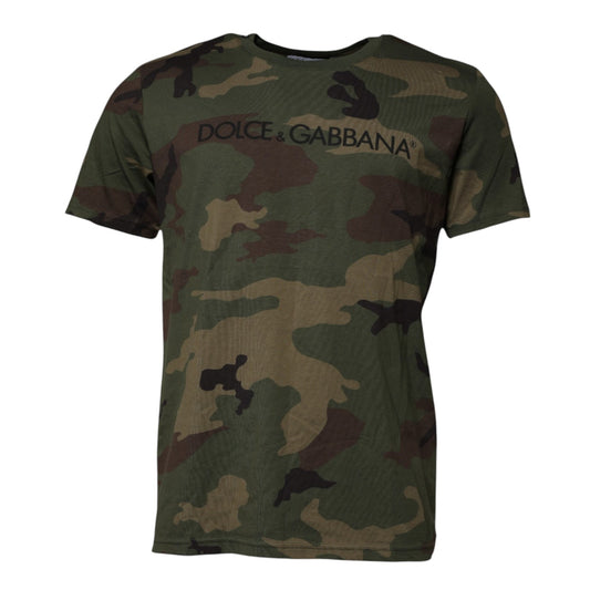 Dolce &amp; Gabbana Camiseta con cuello redondo de algodón con camuflaje multicolor