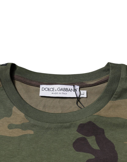 Dolce &amp; Gabbana Camiseta con cuello redondo de algodón con camuflaje multicolor