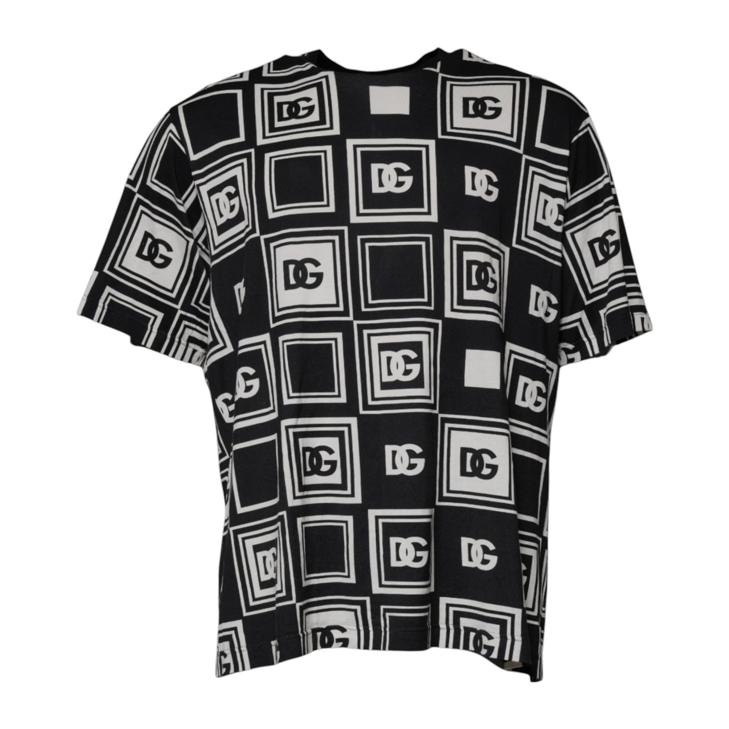 Dolce &amp; Gabbana Black Logo Monogram Cotton Crew Neck T-shirt