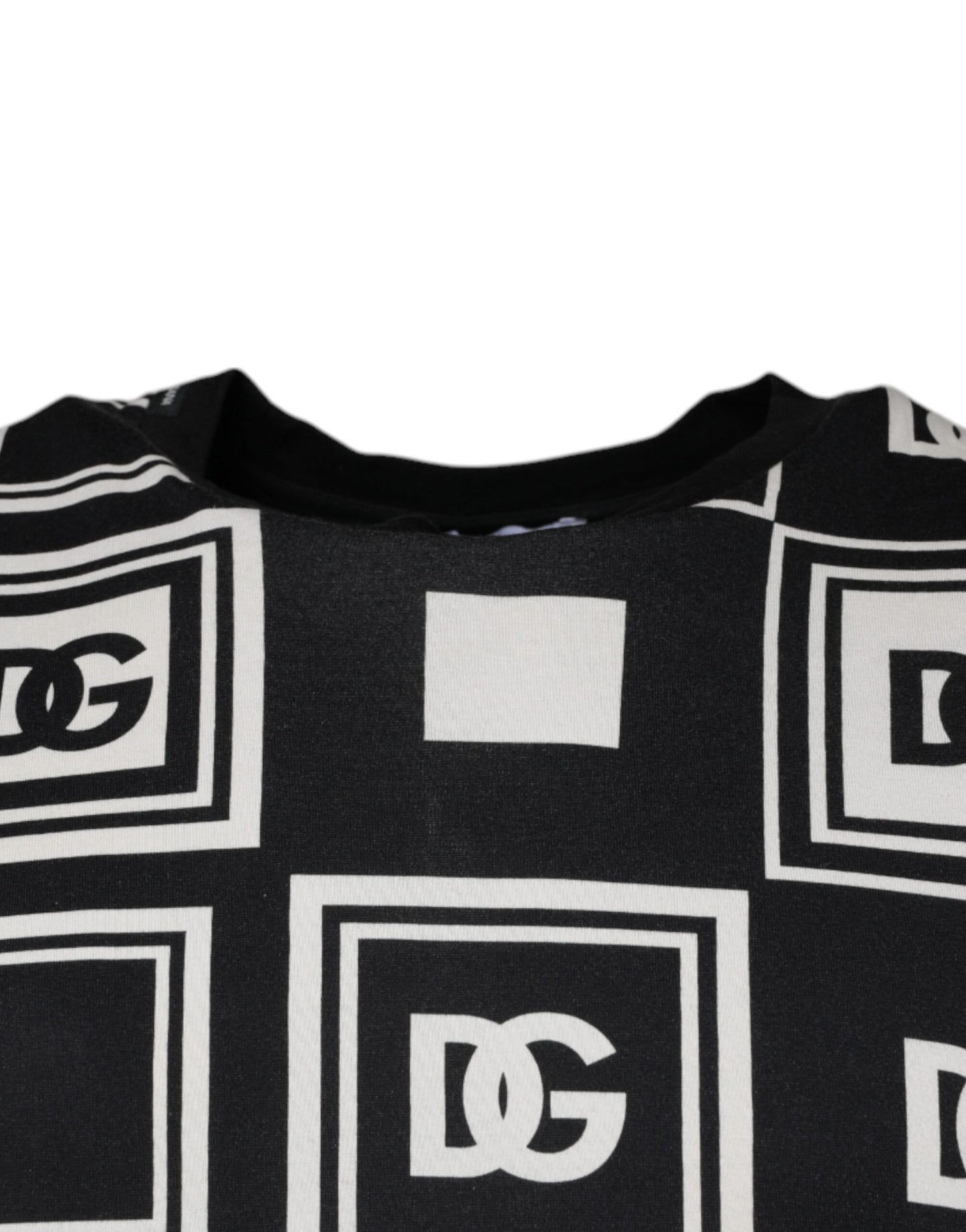 Dolce &amp; Gabbana Black Logo Monogram Cotton Crew Neck T-shirt
