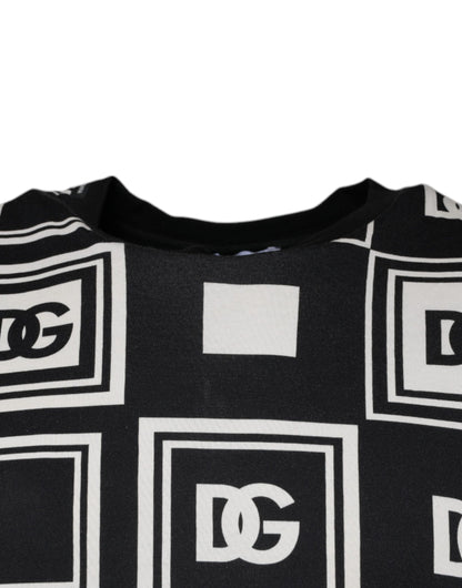 Dolce &amp; Gabbana Black Logo Monogram Cotton Crew Neck T-shirt