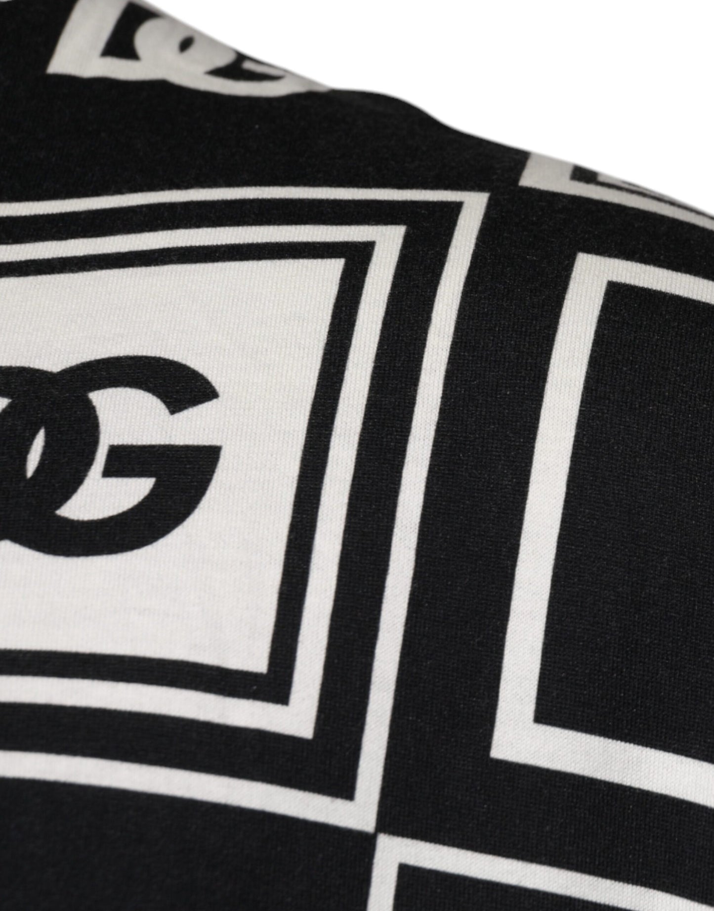 Dolce &amp; Gabbana Black Logo Monogram Cotton Crew Neck T-shirt