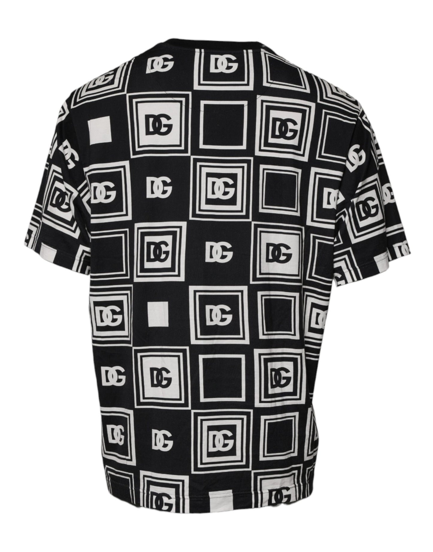 Dolce &amp; Gabbana Black Logo Monogram Cotton Crew Neck T-shirt