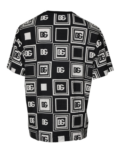 Dolce &amp; Gabbana Black Logo Monogram Cotton Crew Neck T-shirt