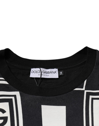 Dolce &amp; Gabbana Black Logo Monogram Cotton Crew Neck T-shirt