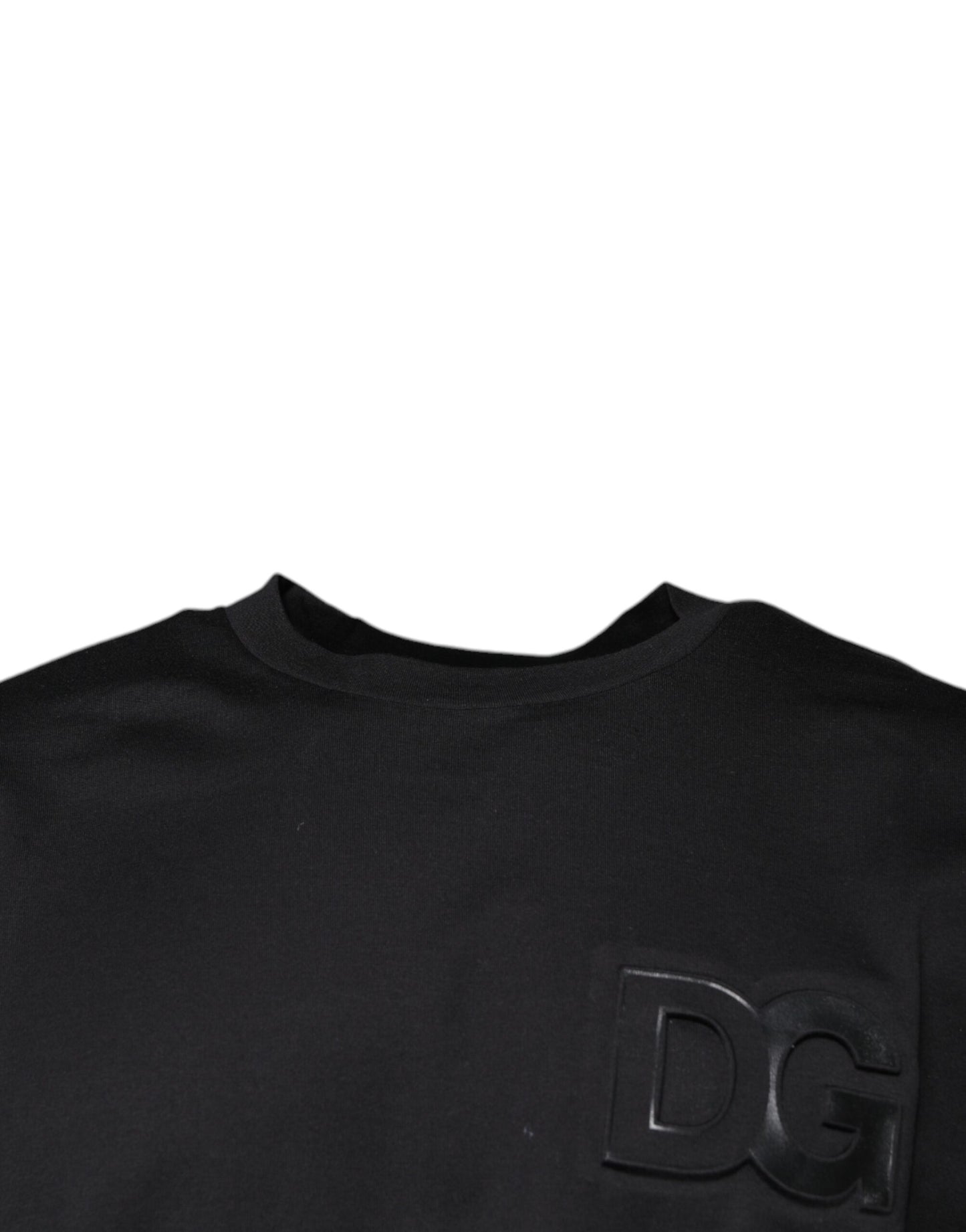 Dolce &amp; Gabbana Black DG Logo Print Cotton Crew Neck T-shirt