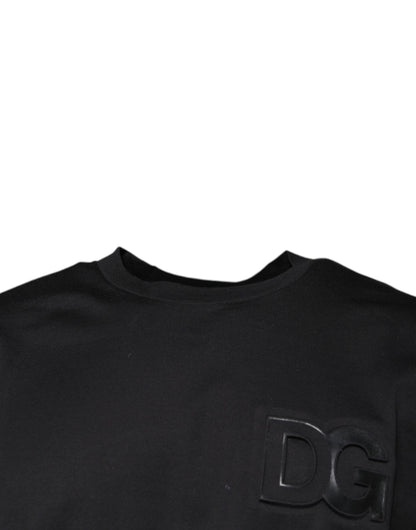 Dolce &amp; Gabbana Black DG Logo Print Cotton Crew Neck T-shirt