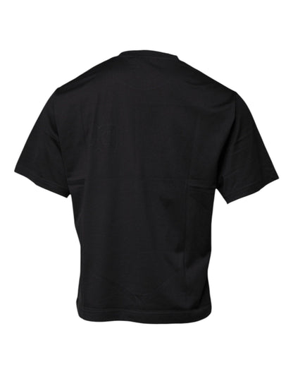 Dolce &amp; Gabbana Black DG Logo Print Cotton Crew Neck T-shirt