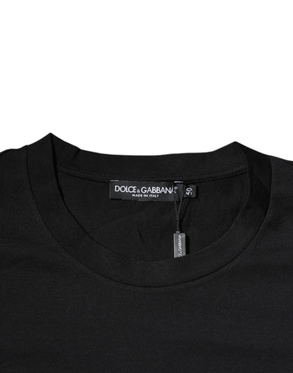 Dolce &amp; Gabbana Black DG Logo Print Cotton Crew Neck T-shirt