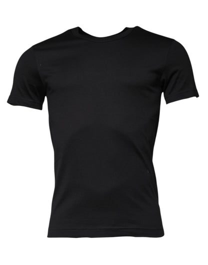 Dolce &amp; Gabbana Black Cotton Crew Neck Short Sleeves T-shirt