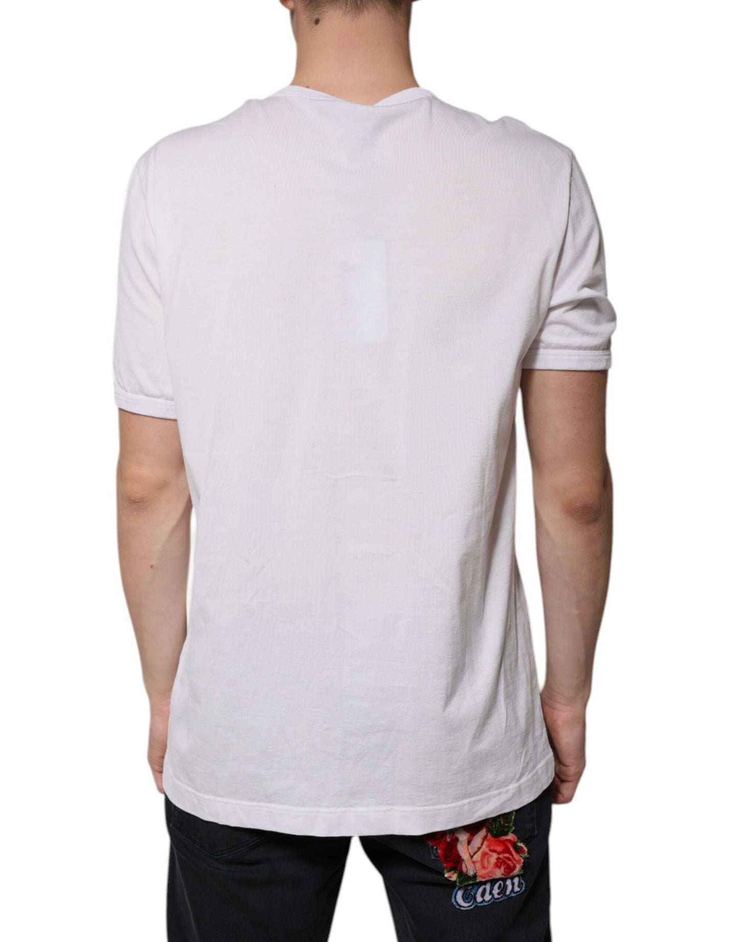 Dolce &amp; Gabbana White Logo V-neck Short Sleeve T-shirt