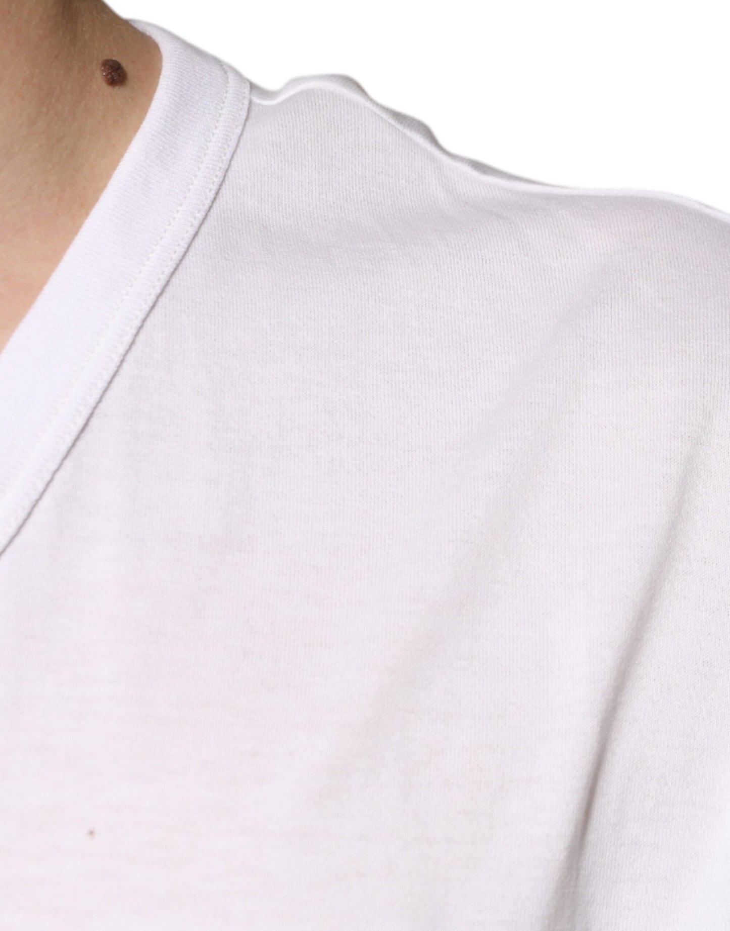 Dolce &amp; Gabbana White Logo V-neck Short Sleeve T-shirt