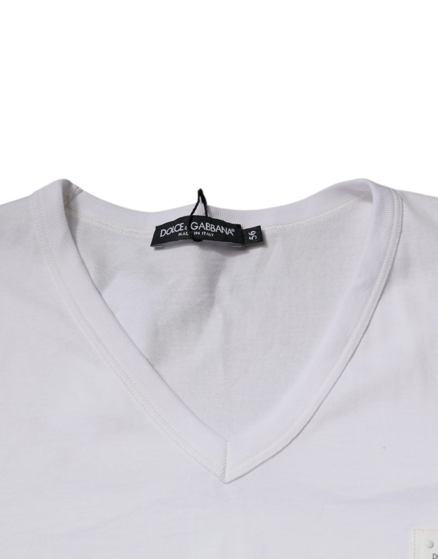Dolce &amp; Gabbana White Logo V-neck Short Sleeve T-shirt