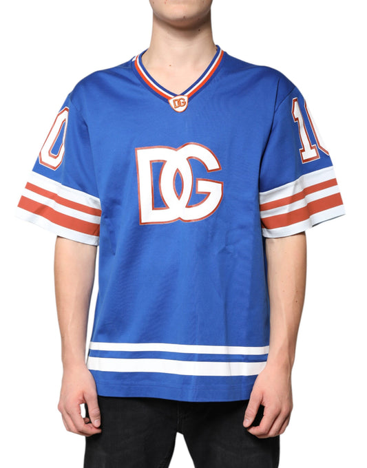 Dolce & Gabbana Blue Logo V - neck Short Sleeve T-shirt – IT52 | XL par Dolce & Gabbana | Disponible sur Sandy Store ByNet