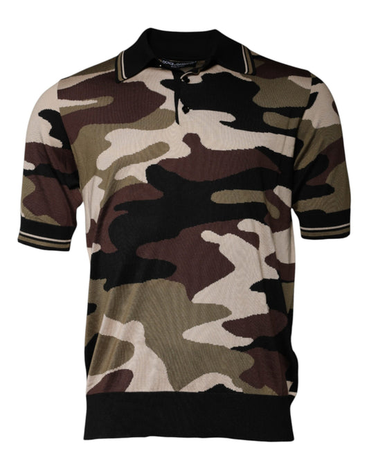 Dolce & Gabbana Multicolor Camouflage Collared Polo T-shirt – IT50 | L par Dolce & Gabbana | Disponible sur Sandy Store ByNet