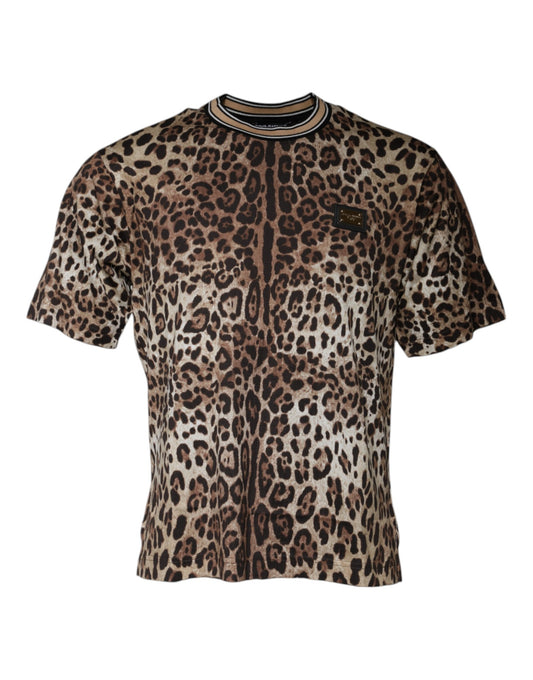 Dolce & Gabbana Brown Leopard Crew Neck Short Sleeve T-shirt – IT50 | L par Dolce & Gabbana | Disponible sur Sandy Store ByNet