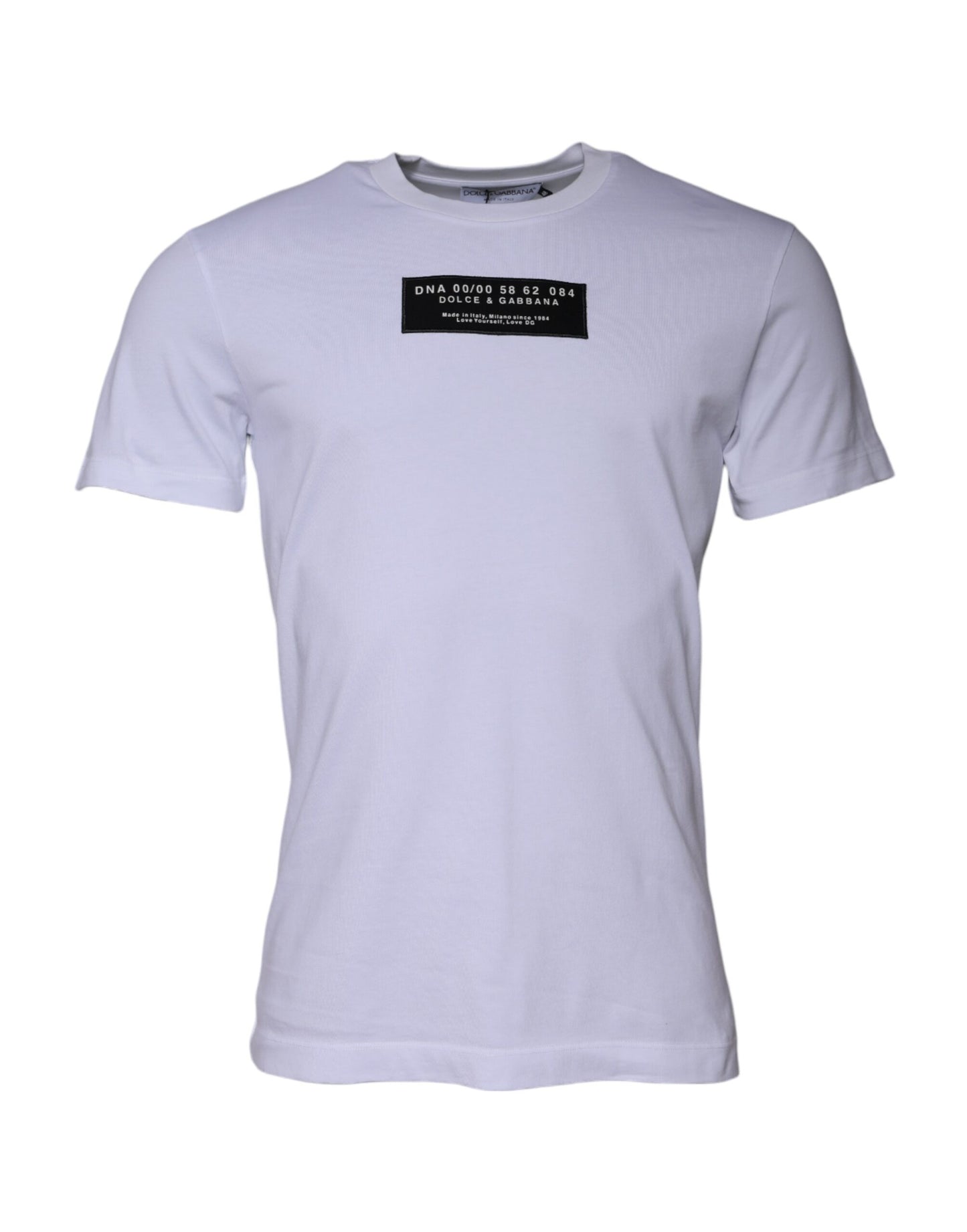 Dolce &amp; Gabbana White Logo Print Cotton Crew Neck T-shirt